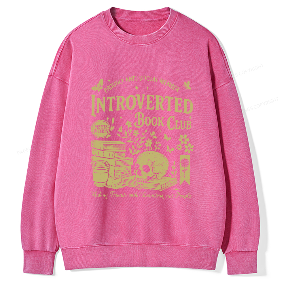 Pagewings Introverted Book Club Unisex Washed Sweatshirt