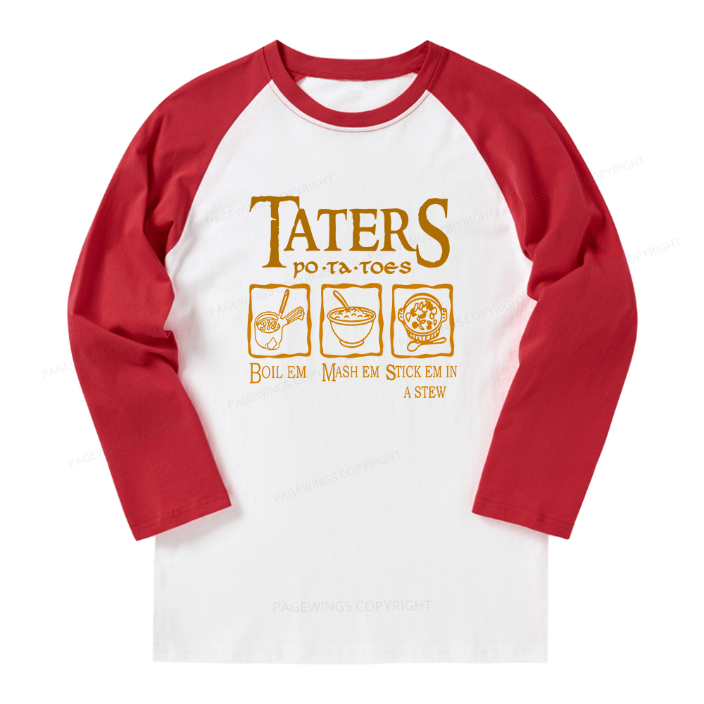 Pagewings Taters PoTaToes Long Sleeve Raglan T-shirt