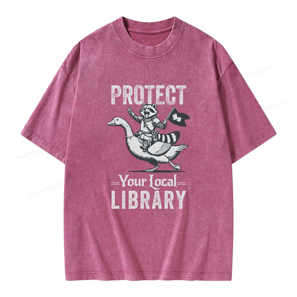 Pagewings Protect Your Local Library Unisex Washed T-shirt