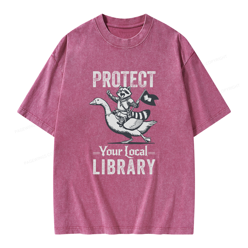 Pagewings Protect Your Local Library Unisex Washed T-shirt