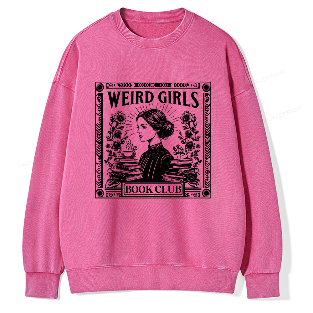 Pagewings Weird Girls Book Club Unisex Washed Sweatshirt