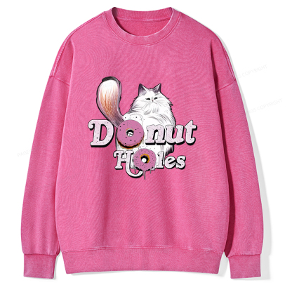 Pagewings Donut Cat Bookish Unisex Washed Sweatshirt