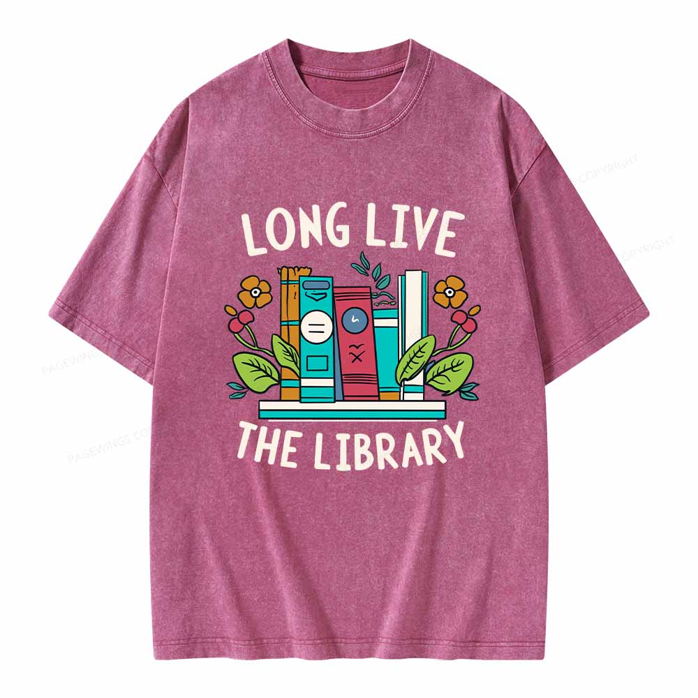 Pagewings Long Live The Library Unisex Washed T-shirt