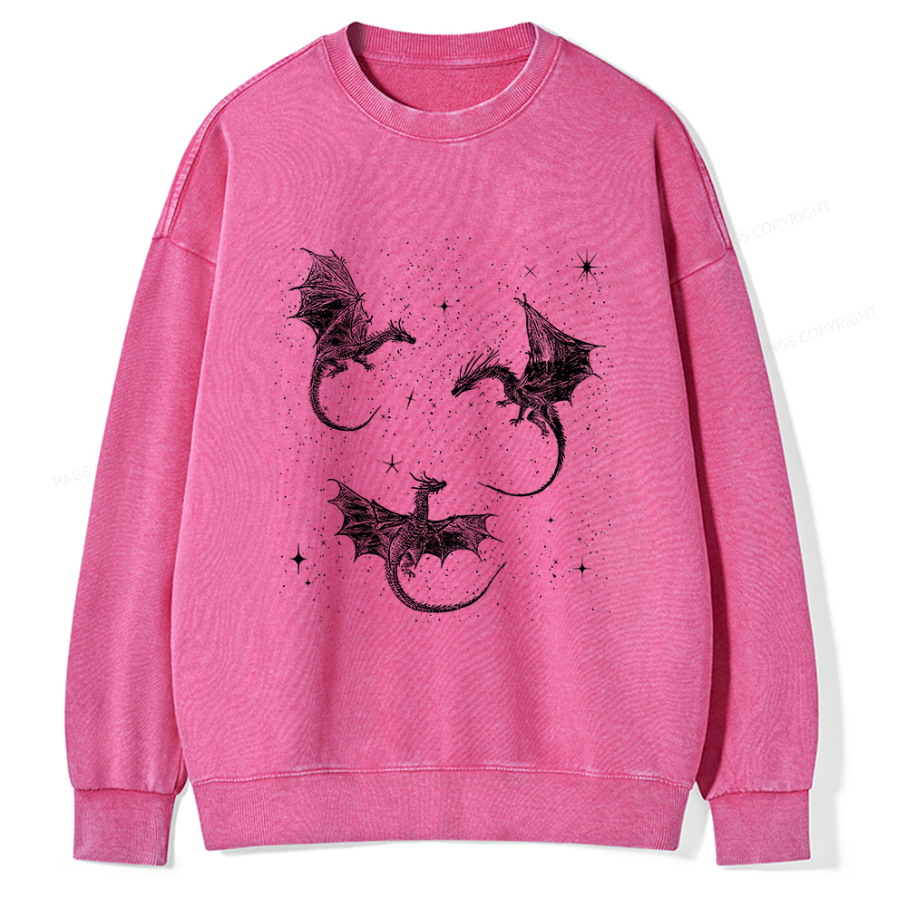 Pagewings Dragon Fantasy Unisex Washed Sweatshirt