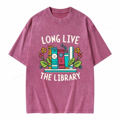 Pagewings Long Live The Library Unisex Washed T-shirt