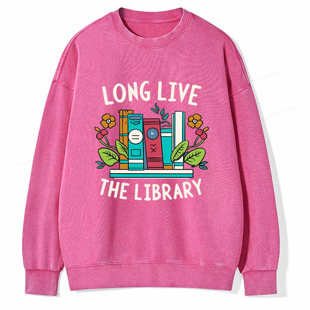 Pagewings Long Live The Library Unisex Washed Sweatshirt