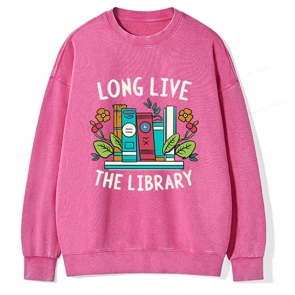 Pagewings Long Live The Library Unisex Washed Sweatshirt