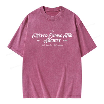Pagewings Never Ending TBR Society Unisex Washed T-shirt