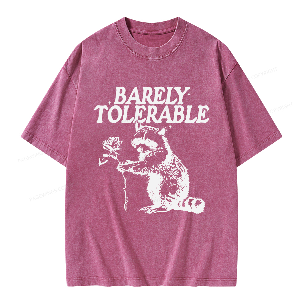 Pagewings Raccoon Barely Tolerable Unisex Washed T-shirt
