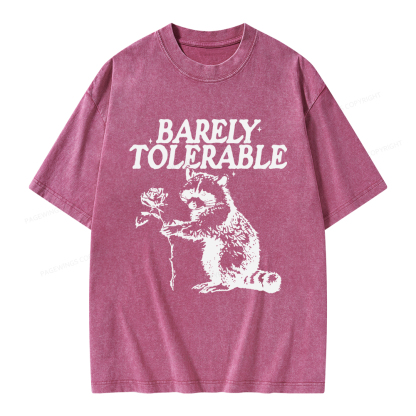 Pagewings Raccoon Barely Tolerable Unisex Washed T-shirt