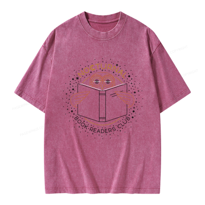 Pagewings Nocturnal Book Readers Club  Unisex Washed T-shirt