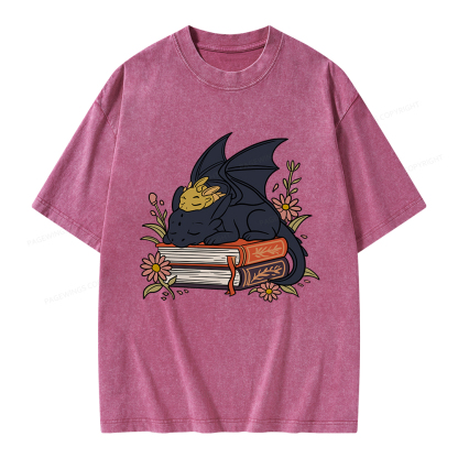 Pagewings Dragon Book Unisex Washed T-shirt