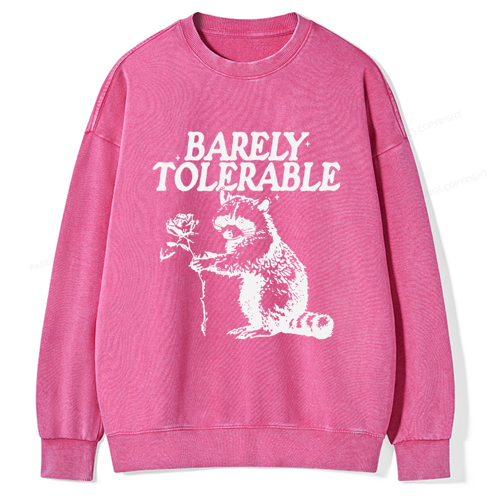 Pagewings Raccoon Barely Tolerable Unisex Washed Sweatshirt
