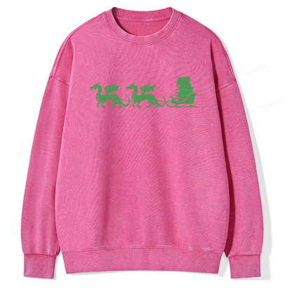 Pagewings Dragon Christmas Unisex Washed Sweatshirt