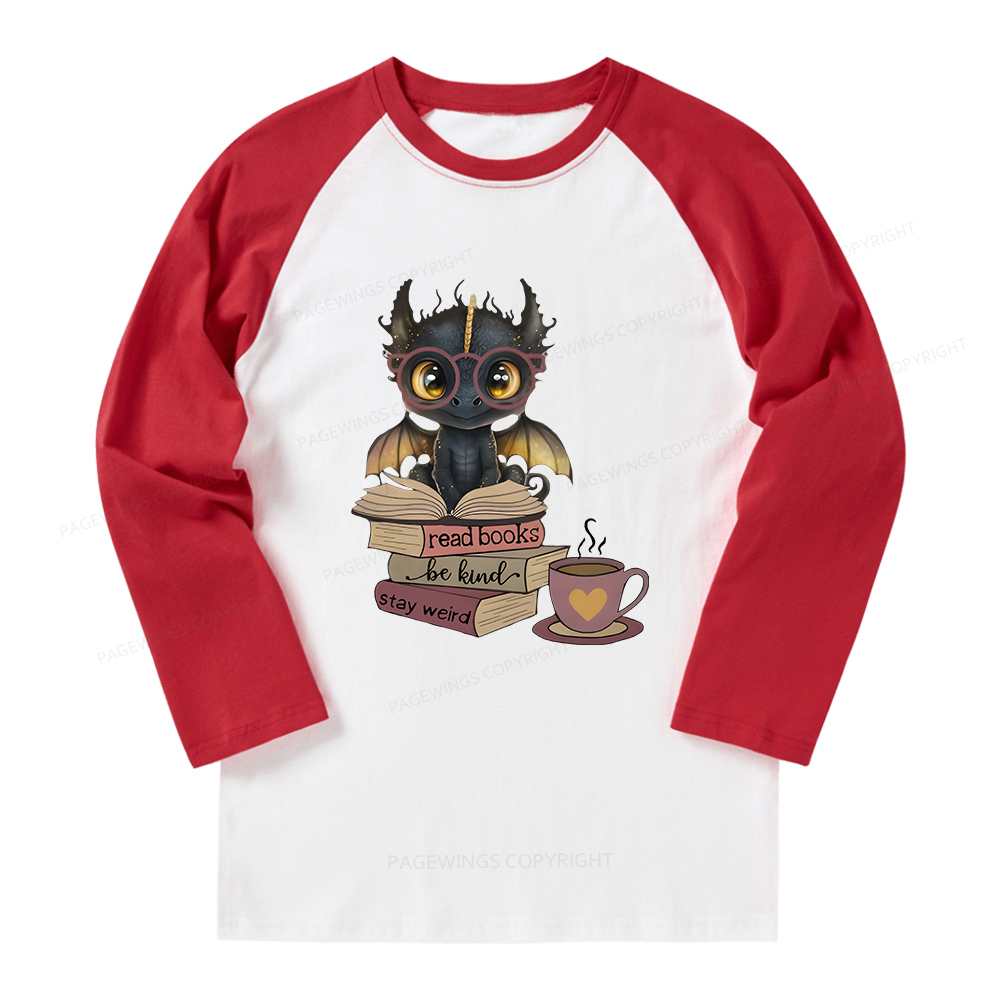Pagewings Fantasy Reading Dargon Long Sleeve Raglan T-shirt