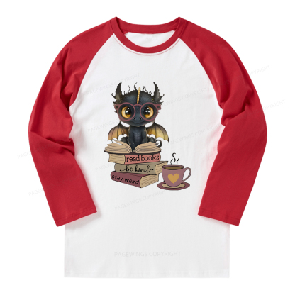 Pagewings Fantasy Reading Dargon Long Sleeve Raglan T-shirt