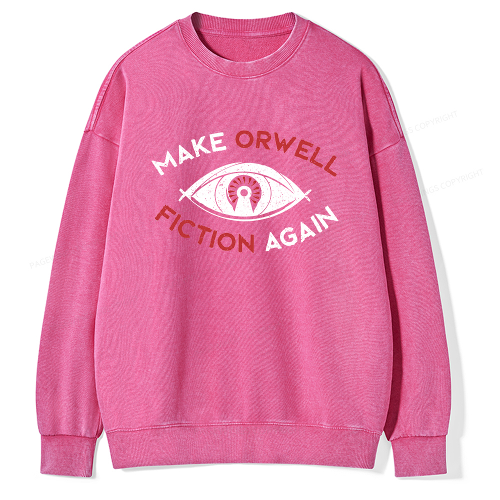 Pagewings Make Orwell Fiction Again Unisex Washed Sweatshirt