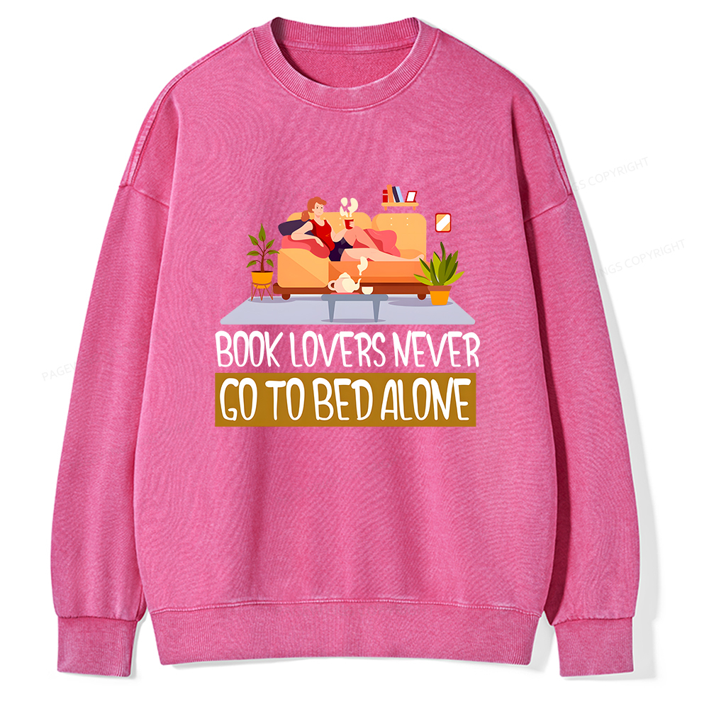 Pagewings Book Lovers Never Go To Bed Unisex Washed Sweatshirt