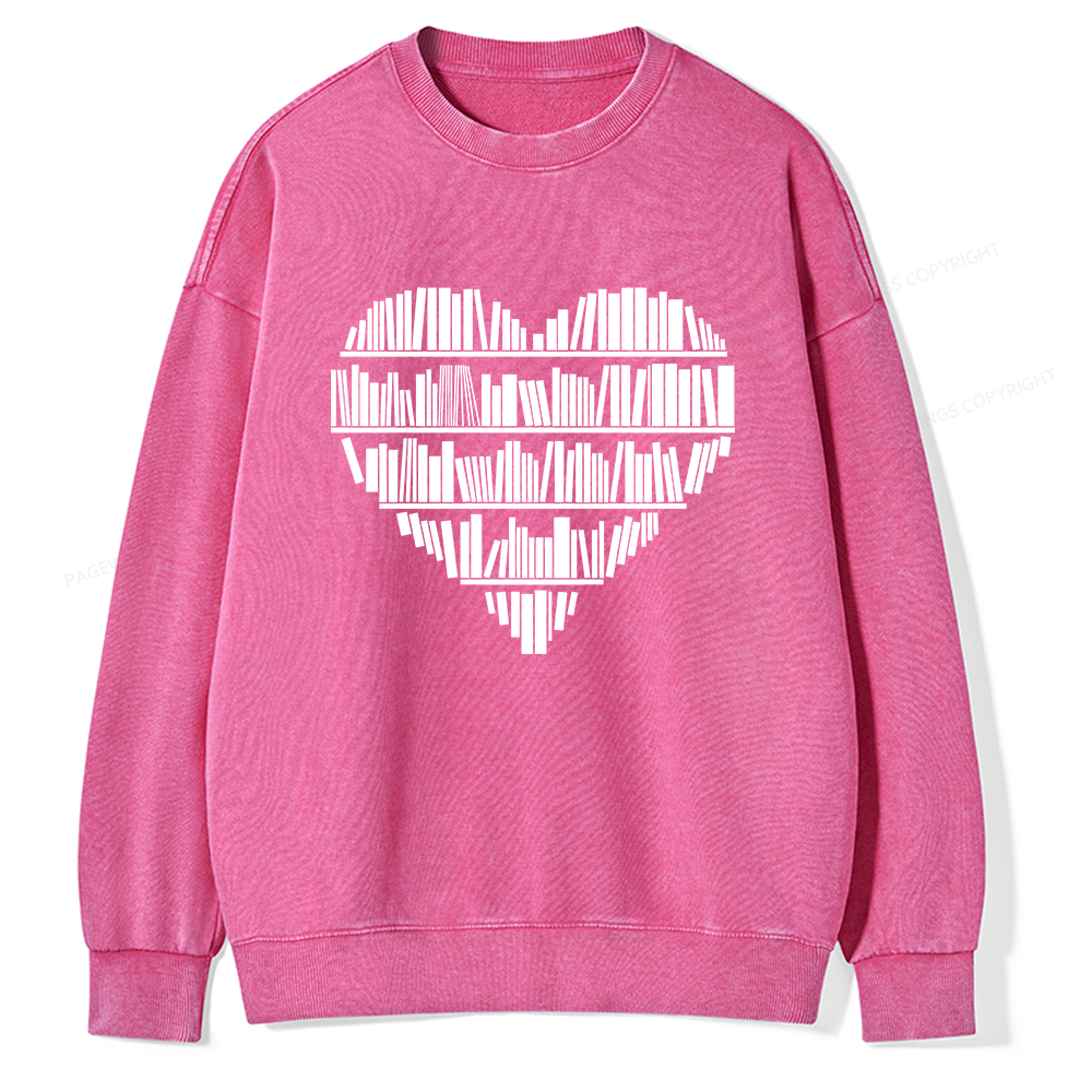 Pagewings Book Lover Valentine's Day Unisex Washed Sweatshirt