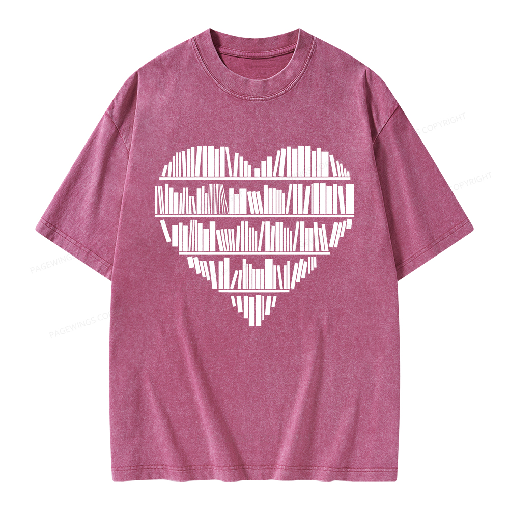 Pagewings Book Lover Valentine's Day Unisex Washed T-shirt