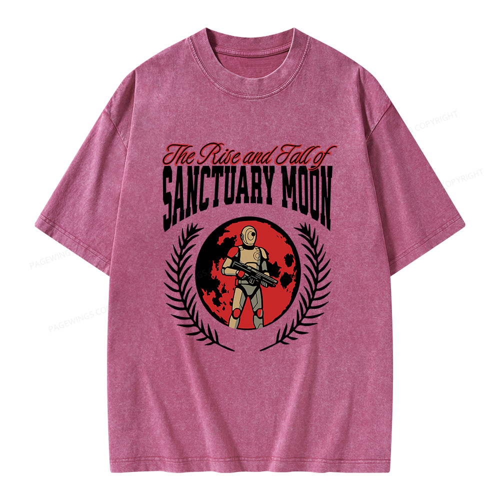 Pagewings The Rise and Fall of Sanctuary Moon Unisex Washed T-shirt