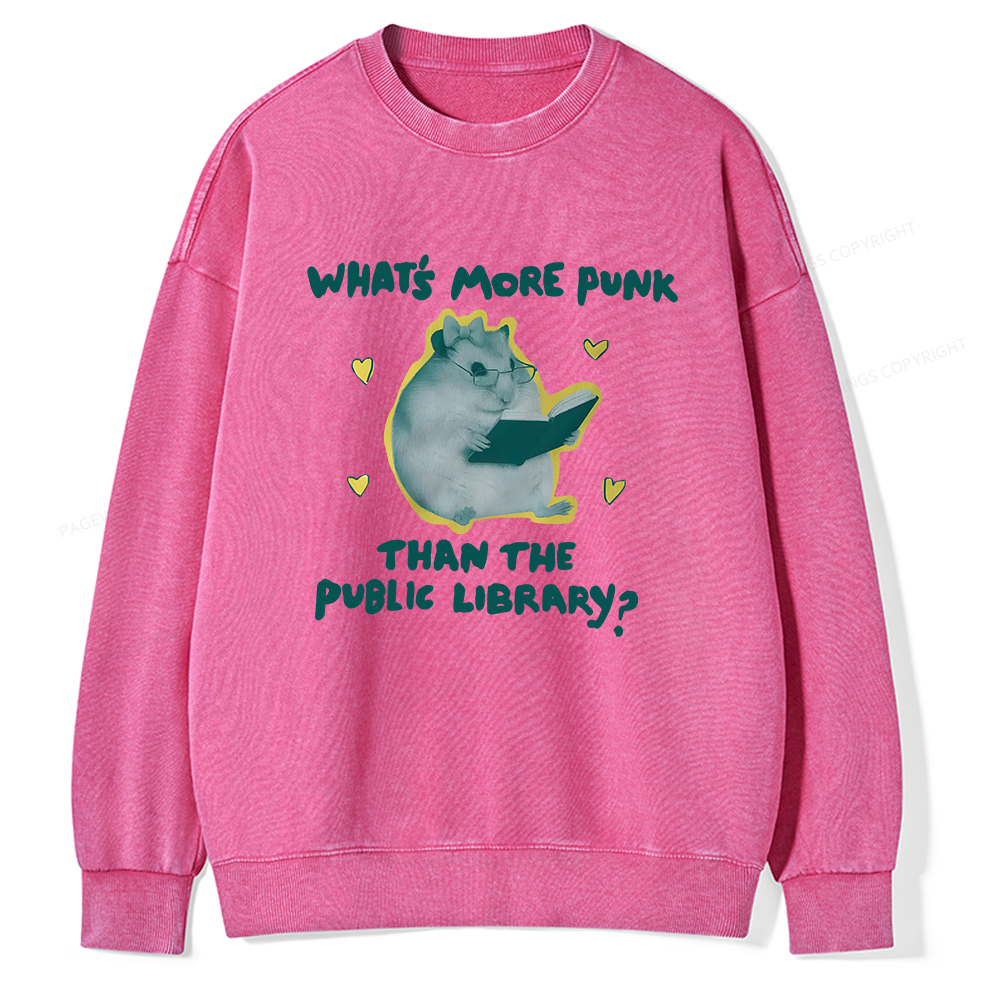 Pagewings What’s More Punk Than The Public Library? Unisex Washed Sweatshirt