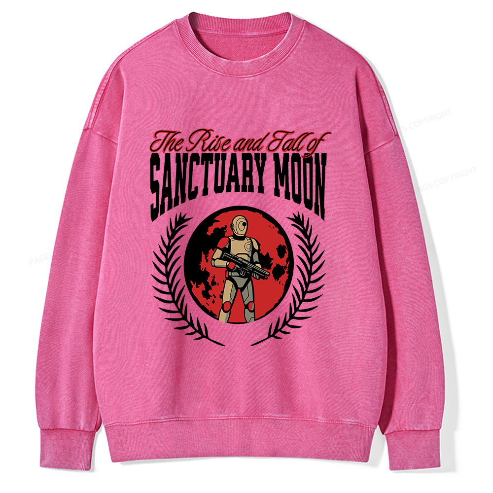 Pagewings The Rise and Fall of Sanctuary Moon Unisex Washed Sweatshirt