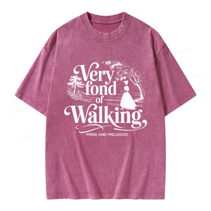Pagewings Very Fond Of Walking Unisex Washed T-shirt