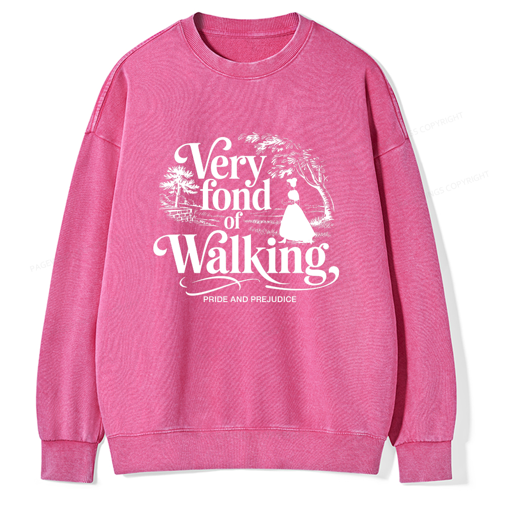 Pagewings Very Fond Of Walking Unisex Washed Sweatshirt