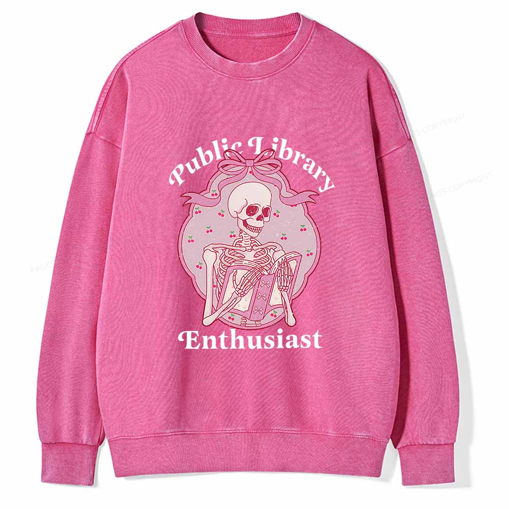 Pagewings Public Library Enthusiast  Unisex Washed Sweatshirt