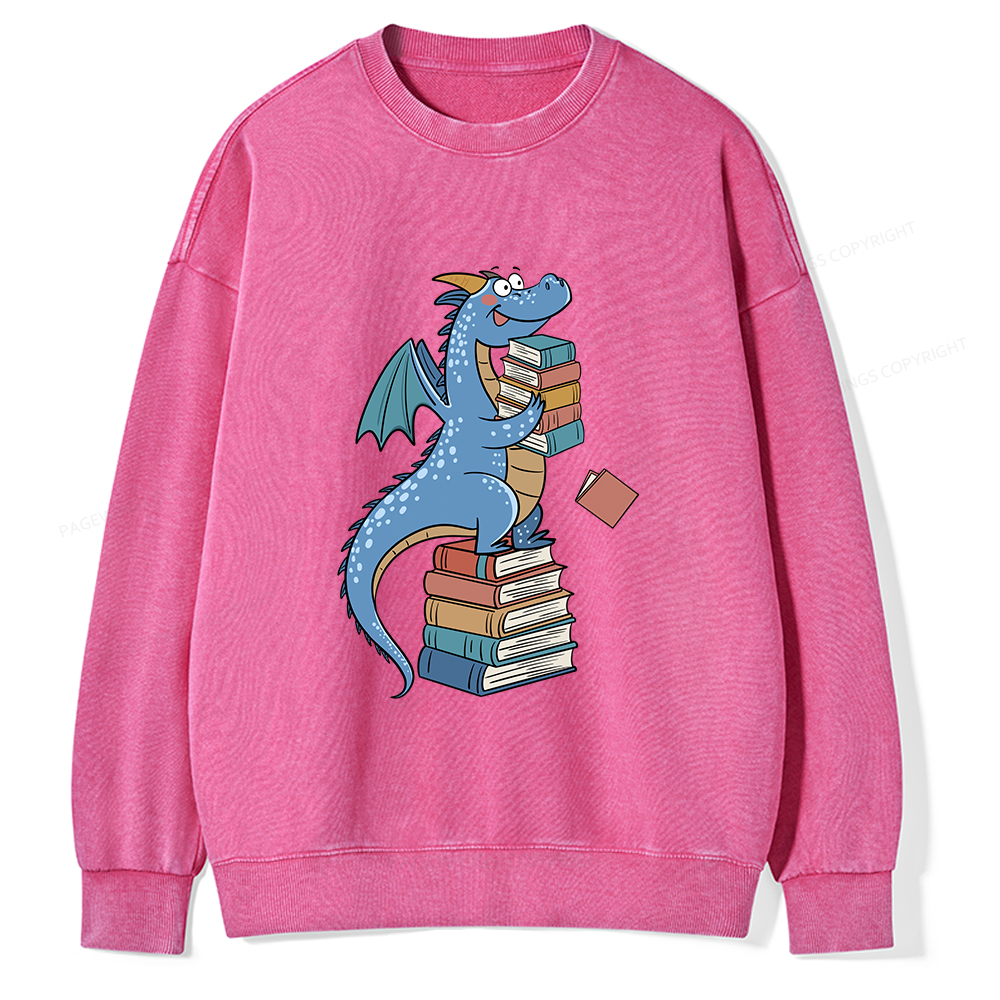 Pagewings Book Dinosaurs Unisex Washed Sweatshirt