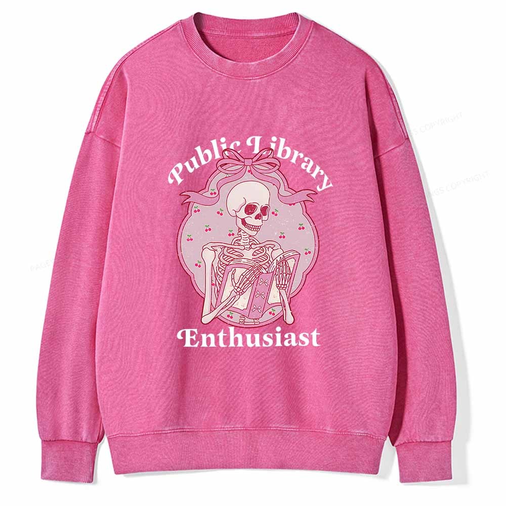 Pagewings Public Library Enthusiast  Unisex Washed Sweatshirt