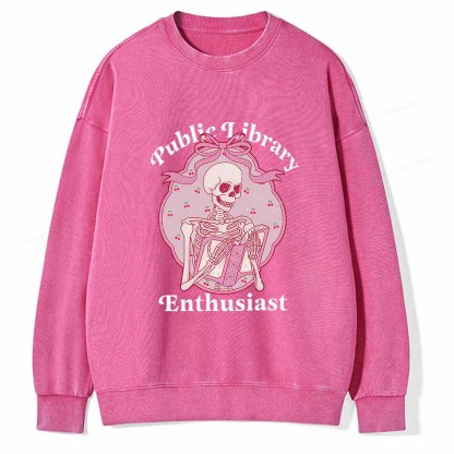 Pagewings Public Library Enthusiast  Unisex Washed Sweatshirt