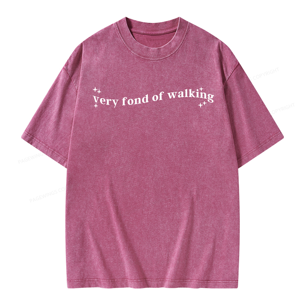 Pagewings Very Fond of Walking Unisex Washed T-shirt
