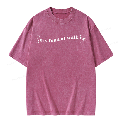 Pagewings Very Fond of Walking Unisex Washed T-shirt