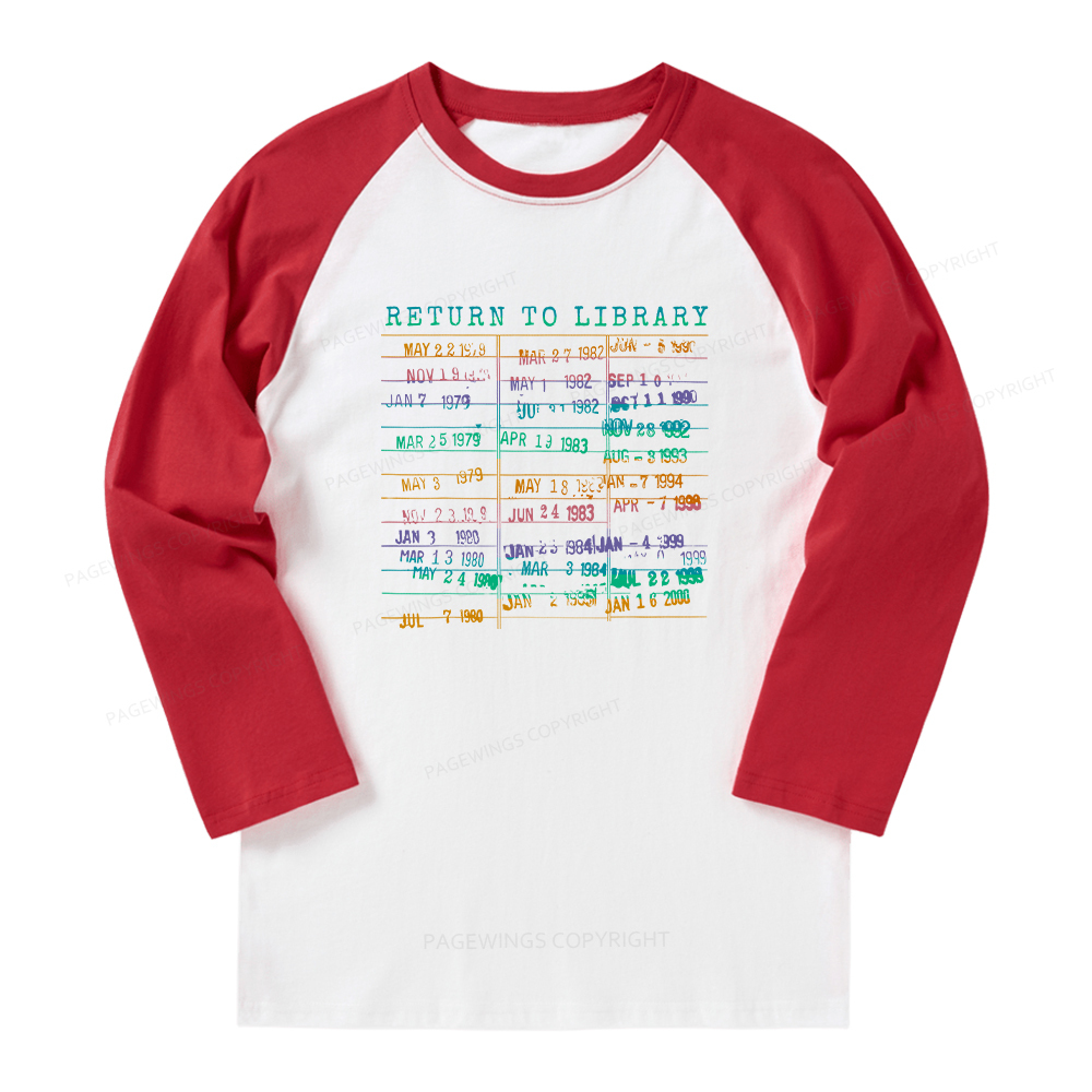 Pagewings Vintage Library Rainbow Long Sleeve Raglan T-shirt