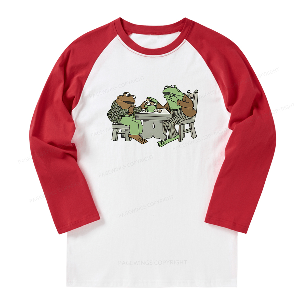 Pagewings Frog Eat Cookies Long Sleeve Raglan T-shirt