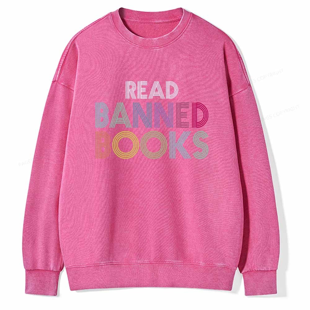 Pagewings Read Banned Books Shirt Unisex Washed Sweatshirt