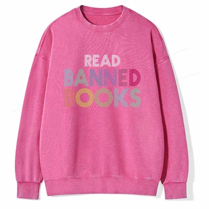 Pagewings Read Banned Books Shirt Unisex Washed Sweatshirt