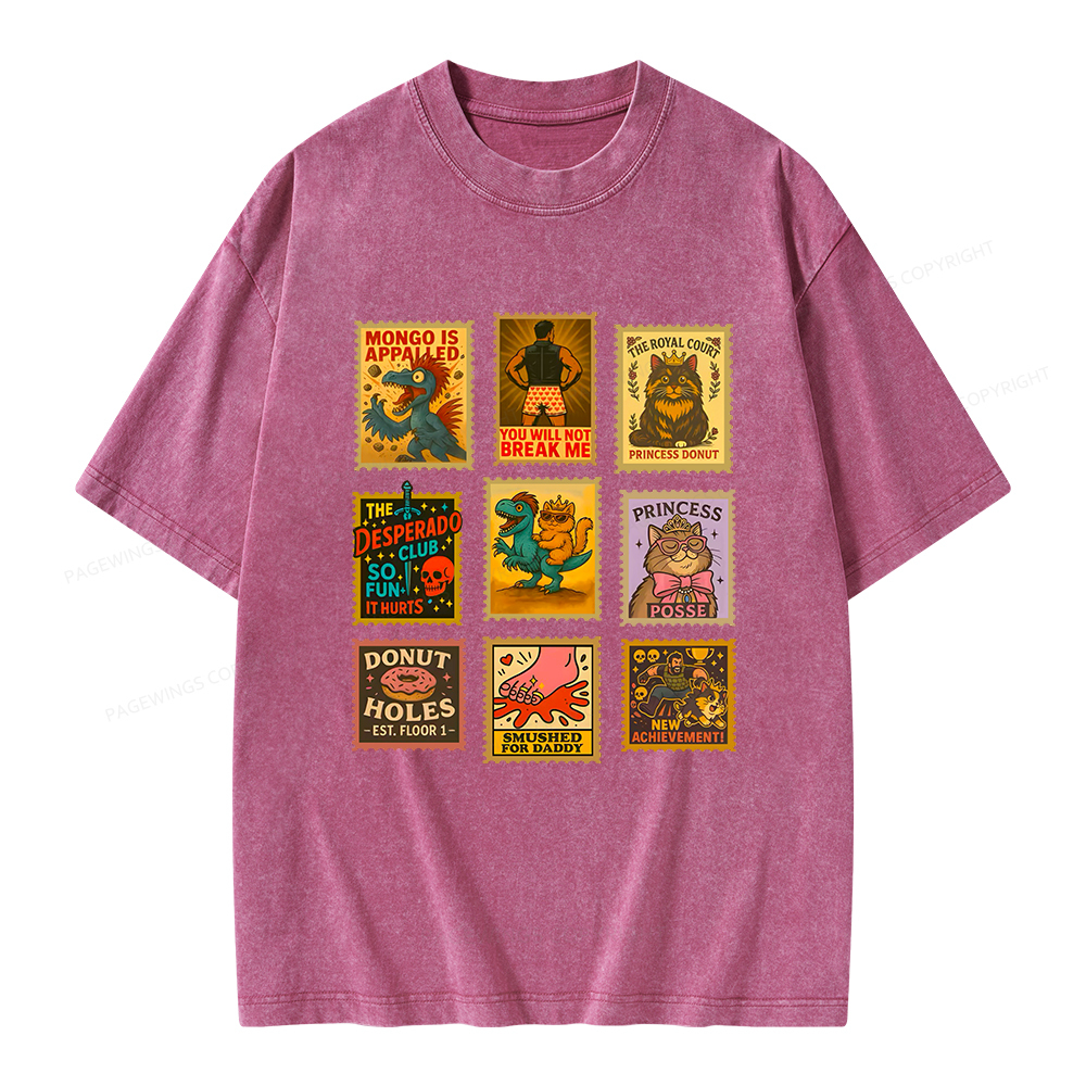 Pagewings Vintage Stamp Unisex Washed T-shirt