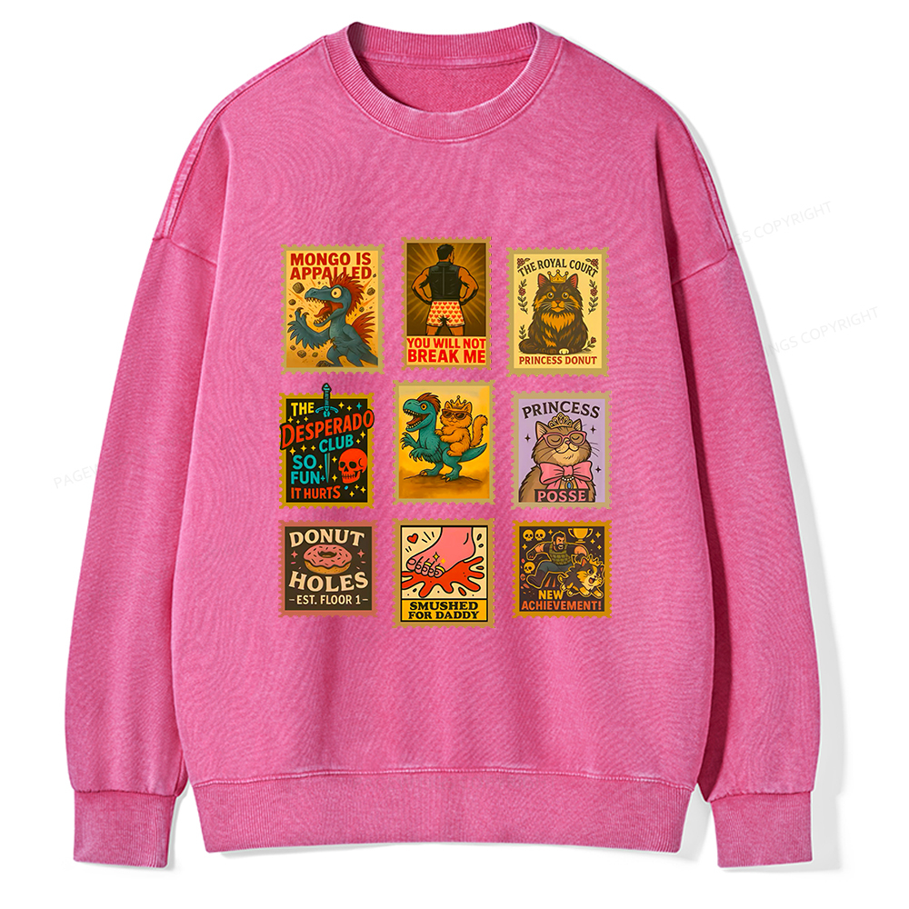 Pagewings Vintage Stamp Unisex Washed Sweatshirt