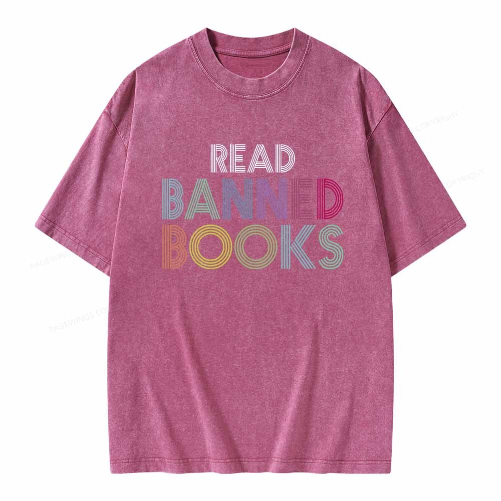 Pagewings Read Banned Books Shirt Unisex Washed T-shirt