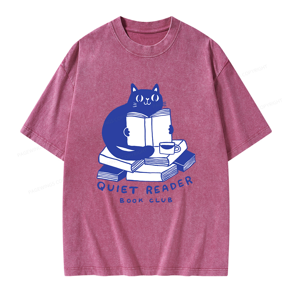 Pagewings Quiet Reader Book Club  Unisex Washed T-shirt
