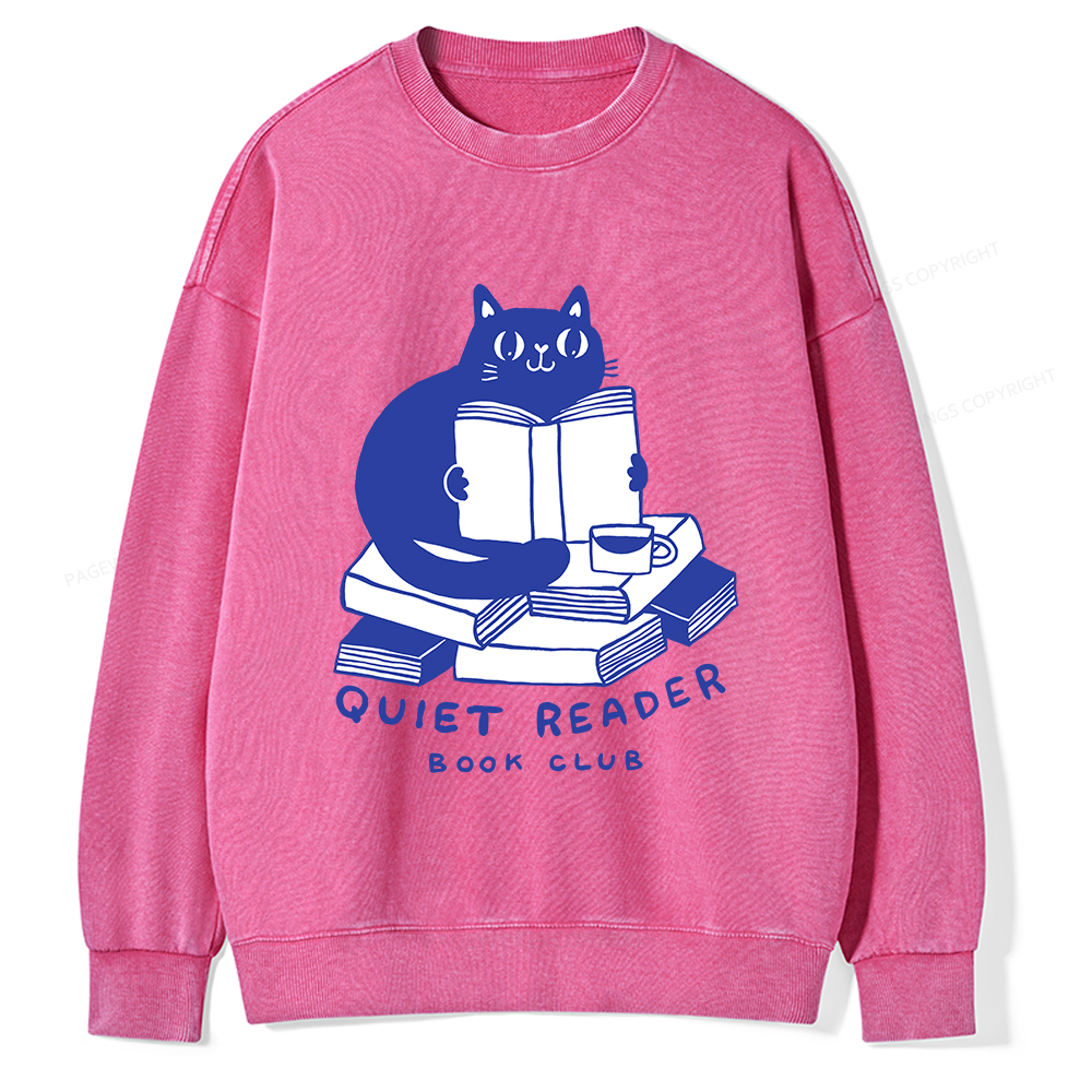 Pagewings Quiet Reader Book Club  Unisex Washed Sweatshirt