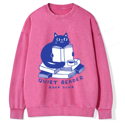 Pagewings Quiet Reader Book Club  Unisex Washed Sweatshirt