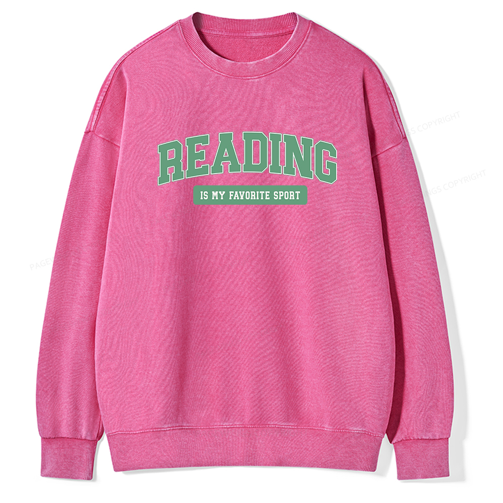 Pagewings Reading Is My Favorite Sport Unisex Washed Sweatshirt