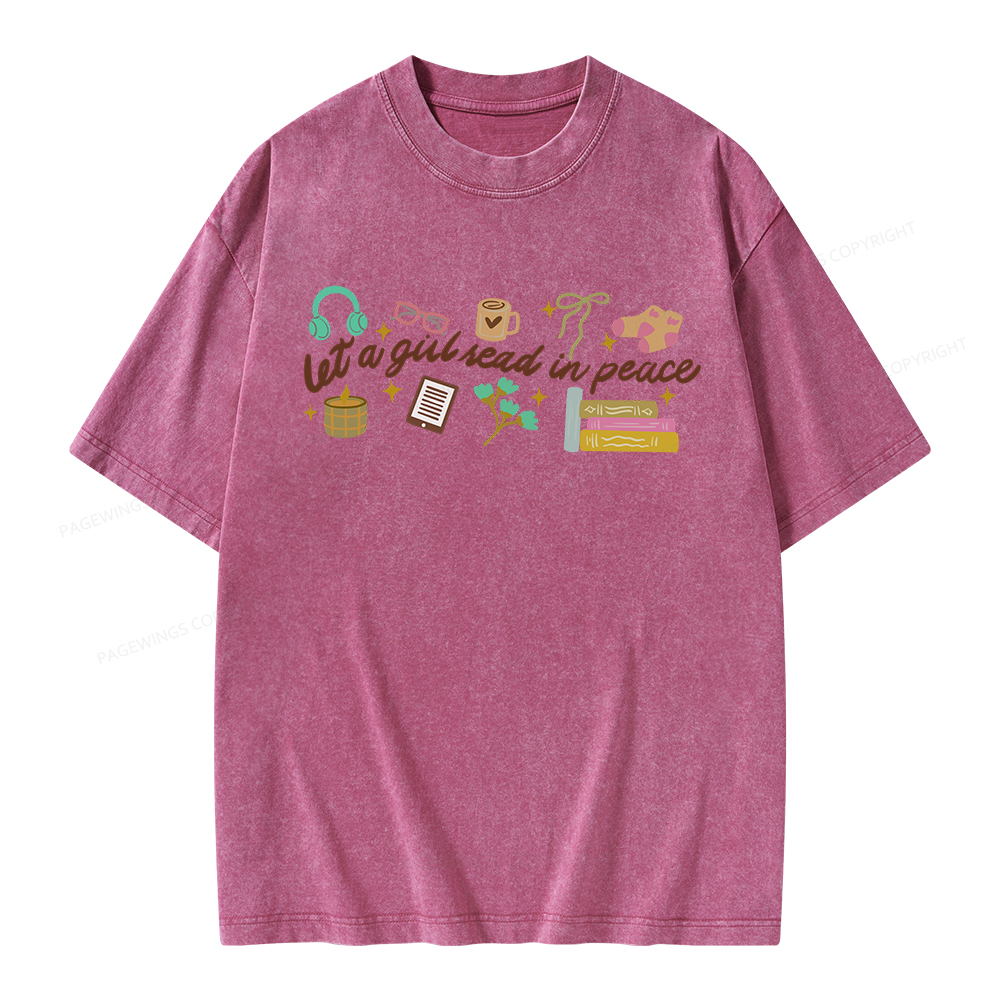 Pagewings Let a Girl Read in Peace Unisex Washed T-shirt