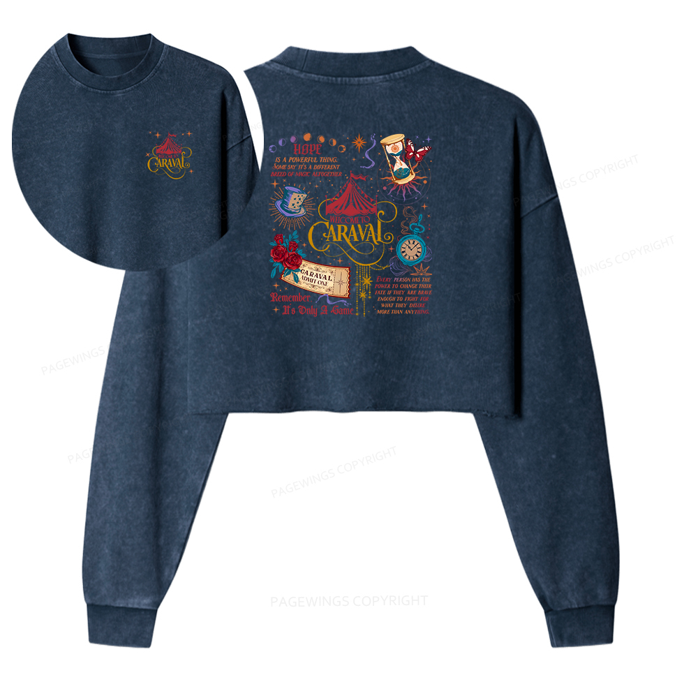 Pagewings Bookish Fantasy Women Washed Crop Sweatshirt