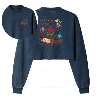Pagewings Bookish Fantasy Women Washed Crop Sweatshirt