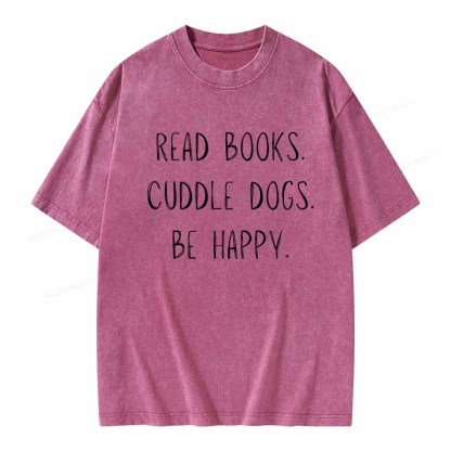 Pagewings Cuddle Dogs Be Happy Unisex Washed T-shirt